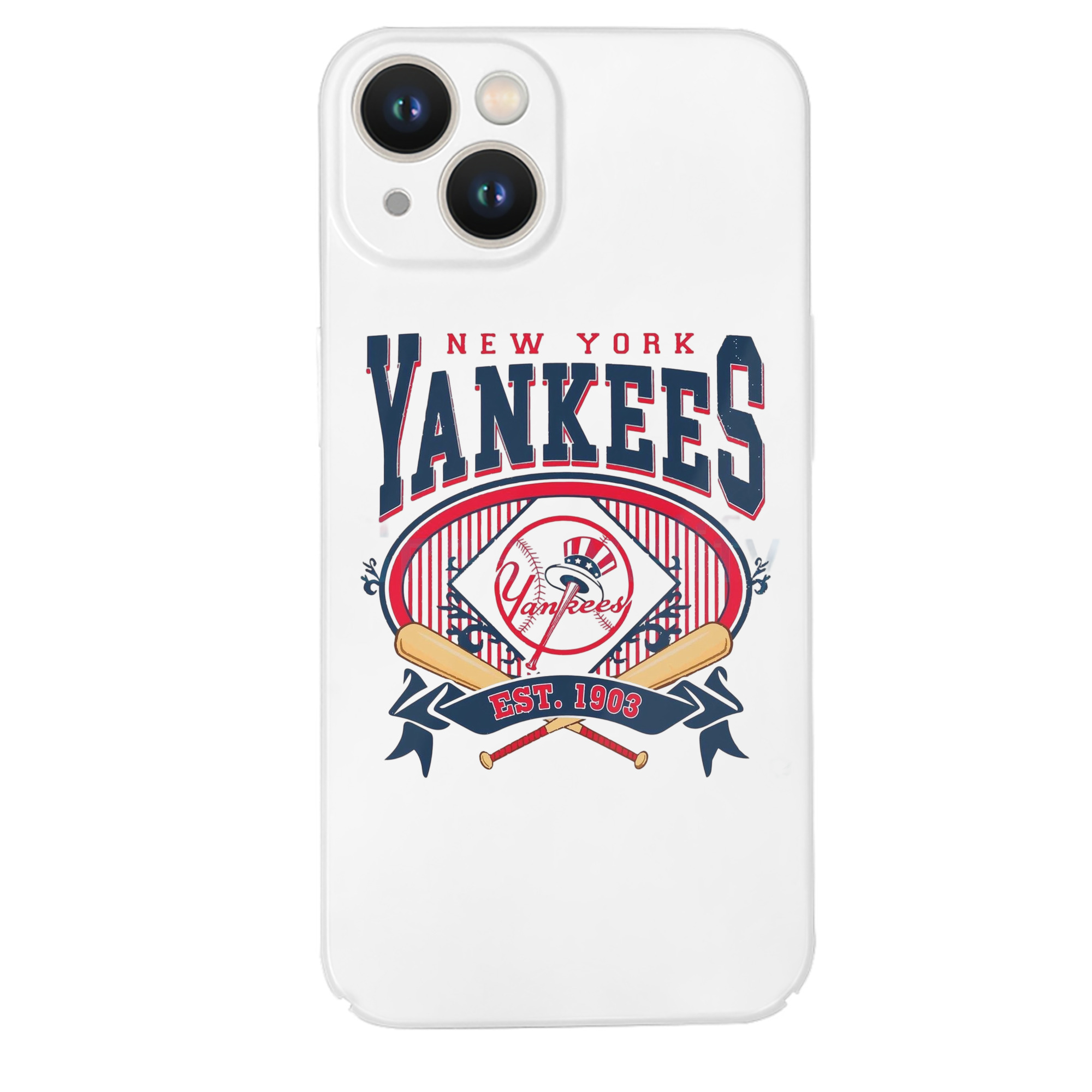 New York Yankees Vintage Est.1903 IPhone 14 Series Full-Cover Hard Case – Shockproof With Raised Camera Protection – Precise Cutouts, Wireless Charging Compatible – Durable, Anti-Yellowing, Easy To Clean